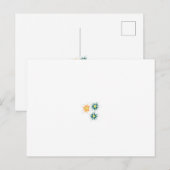 緑とオレンジの3つの花花びら ポストカード (正面/裏面)