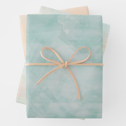 緑とオレンジ色の変化した水色 ラッピングペーパーシート (インサイチュ)