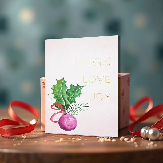 緑とクリスマスボール水のカラーアート 箔シーズンカード