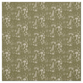 緑とクリームのキノコ  ファブリック (見本)