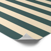 緑とクリームの垂直ストライプ ポスター (角)