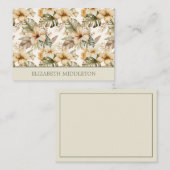 緑とクリームの水の色の熱帯フローラ ノートカード (正面/裏面)