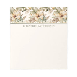 緑とクリームの水の色の熱帯フローラ ノートパッド