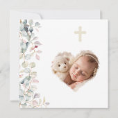 緑とクロス写真のバプテスマ 招待状 (裏面)