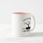 緑とク祝リアルのDiwali ツートーンマグカップ (正面右)