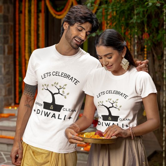 緑とク祝リアルのDiwali Tシャツ