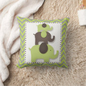 緑とグレーのシボロン象の枕 クッション (ブランケット)