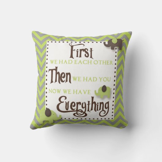 緑とグレーのシボロン象の枕 クッション (裏面)