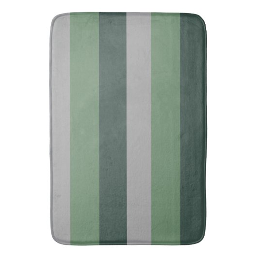緑とグレーの基本シンプルのストライプのパターン バスマット (正面縦)