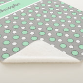 緑とグレー、水玉模様と名前 シェルパブランケット (3/4)