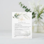 緑とゴールドの葉のアドバイス 結婚式を控えた花嫁へ ポストカード (スタンド正面)