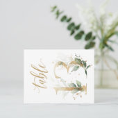 緑とゴールドの葉の装飾、テーブル13、テーブル番号 ポストカード (スタンド正面)