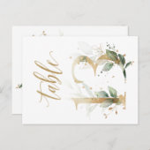 緑とゴールドの葉の装飾、テーブル13、テーブル番号 ポストカード (正面/裏面)