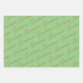 緑とゴールドフォイルのアクセント3卒業のセット ラッピングペーパーシート (正面2)