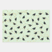 緑とゴールドフォイルのアクセント3卒業のセット ラッピングペーパーシート (正面)