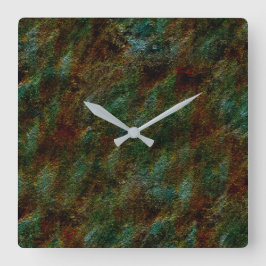 緑とサンゴの斑点のある壁スタイル スクエア壁時計