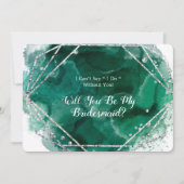 緑とシルバー あなたは私のブライズメイドになってくれる? 招待状 (正面)