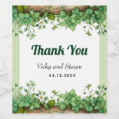 緑とストライプ素朴ありがとうござ結婚う ワインラベル (シングルラベル)