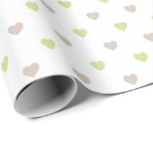 緑とタンのハートと白 ラッピングペーパー (ロールコーナー)
