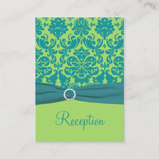 緑とターコイズのDamaskエンクロージャカード エンクロージャーカード (正面)