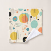 緑とターコイズミッドセンチュリーモダンパターン バスタオルセット (ウォッシュタオル)