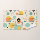 緑とターコイズミッドセンチュリーモダンパターン バスタオルセット (ハンドタオル)