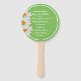 緑とデイジー結婚式 プログラムファン ハンドファン