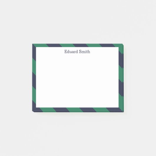 緑とネイビーブルーのストライプ ポストイット (正面)