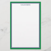 緑とネイビー縁どブの名前の追加 便箋 (正面)