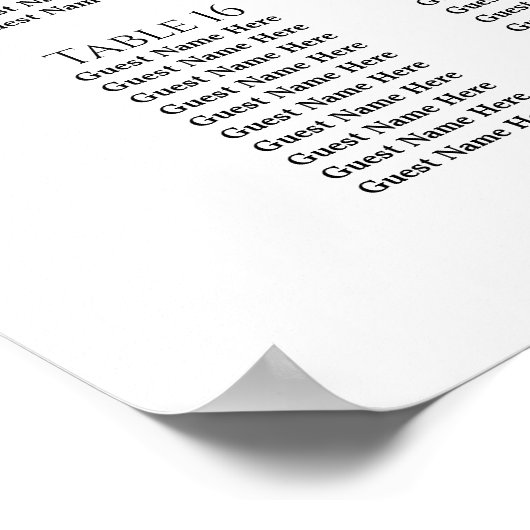 緑とバラ結婚の座席表20台 ポスター (角)