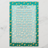 緑とパーソナライズされた金ゴールド（半透明） 便箋 (正面)