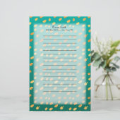 緑とパーソナライズされた金ゴールド(半透明) 便箋 (スタンド正面)