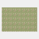 緑とピンクかわいい鳥のベビーシャワーラッピング紙 ラッピングペーパーシート (正面)