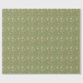 緑とピンクかわいい鳥のベビーシャワーラッピング紙 ラッピングペーパー (フラット)