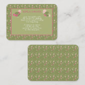 緑とピンクかわいい鳥の赤ちゃん女の子ディスプレイシャワー エンクロージャーカード (正面/裏面)