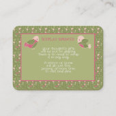 緑とピンクかわいい鳥の赤ちゃん女の子ディスプレイシャワー エンクロージャーカード (正面)