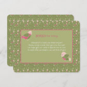 緑とピンクのかわいい鳥の本をベビー エンクロージャーカード (正面/裏面)