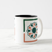 緑とピンクのイスラムのムバラク英語 ツートーンマグカップ (正面右)