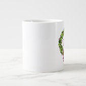 緑とピンクのキラキラリースのオーナメント ジャンボコーヒーマグカップ (正面)