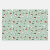 緑とピンクのクリスマスクッキー ラッピングペーパーシート (正面)