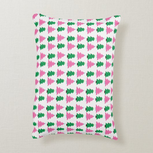 緑とピンクのクリスマスツリー アクセントクッション (裏面(縦))