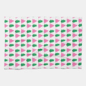 緑とピンクのクリスマスツリー キッチンタオル (横)