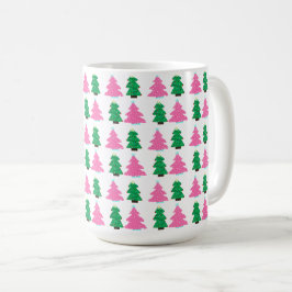 緑とピンクのクリスマスツリー コーヒーマグカップ