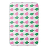 緑とピンクのクリスマスツリー バスマット (正面縦)