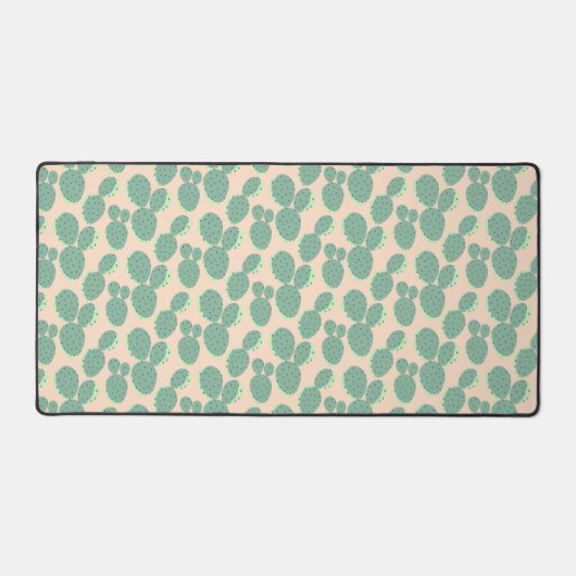 緑とピンクのサボテンのパターン デスクマット (正面)