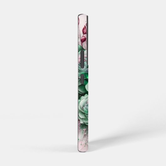 緑とピンクのサボテンの多肉性 SAMSUNG GALAXYケース (右側面)