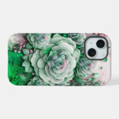 緑とピンクのサボテン 多肉植物 iPhone 15ケース (裏面横)
