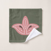 緑とピンクのスカンジナビア様式 バスタオルセット (ウォッシュタオル)