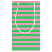 緑とピンクのストライプ スモールペーパーバッグ (正面)