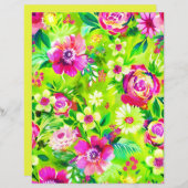 緑とピンクのパターンのスクラップブック紙 (正面/裏面)